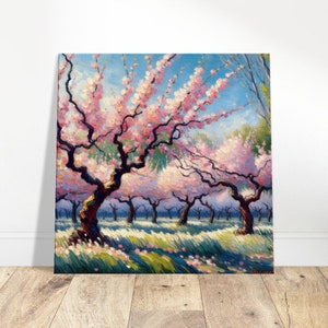 Van Gogh Inspired Springtime Cherry Blossoms Oil Painting Canvas Print Impressionism Living Room/Bedroom Wall Prints Housewarming Gift