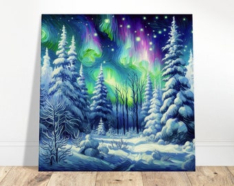 Arctic Glow Van Gogh Style Oil Painting Canvas Print Impressionism Living Room/Bedroom Wall Prints Housewarming Gift