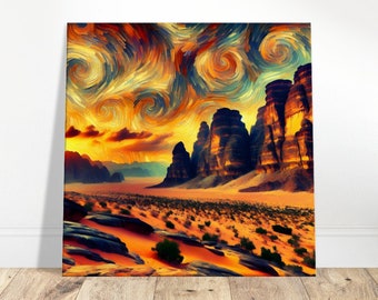 Wadi Rum Desert Magic Oil Painting Canvas Print Impressionism Living Room/Bedroom Wall Prints Housewarming Gift