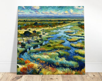Okavango Delta Tranquility Oil Painting Canvas Print Impressionism Living Room/Bedroom Wall Prints Housewarming Gift