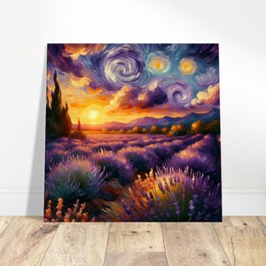 Lavanda crepúsculo estilo van gogh pintura a óleo impressão em tela impressionismo sala de estar/quarto impressões de parede presente de inauguração