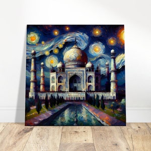 Taj Regal Reflections Oil Painting Canvas Print Impressionism Living Room/Bedroom Wall Prints Housewarming Gift