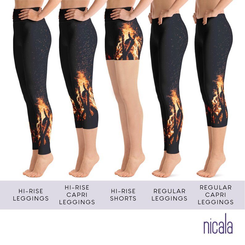 Campfire Print Yoga Leggings Printed Yoga Leggings Activewear Workout Gear Women/'s Leggings