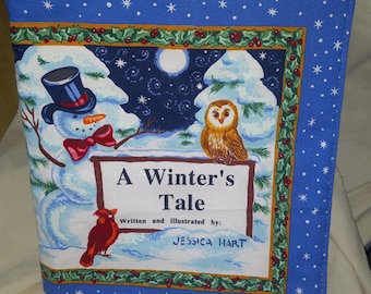 Classic Fabric/Cloth Children&#39;s Book, &quot;A Winter&#39;s Tale&quot;. Plush Book / Primary Colors Christmas Snowman