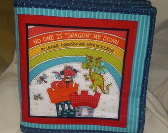 Classic Fabric/Cloth Children&#39;s Book, &quot;No One is DRAGON Me Down&quot;. Plush Book / Primary Colors Rainbow