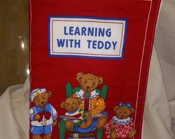 Classic Fabric/Cloth Children&#39;s Book, &quot;Learning With Teddy&quot;. Plush Book / Primary Colors Teddy Bear ABC&#39;s