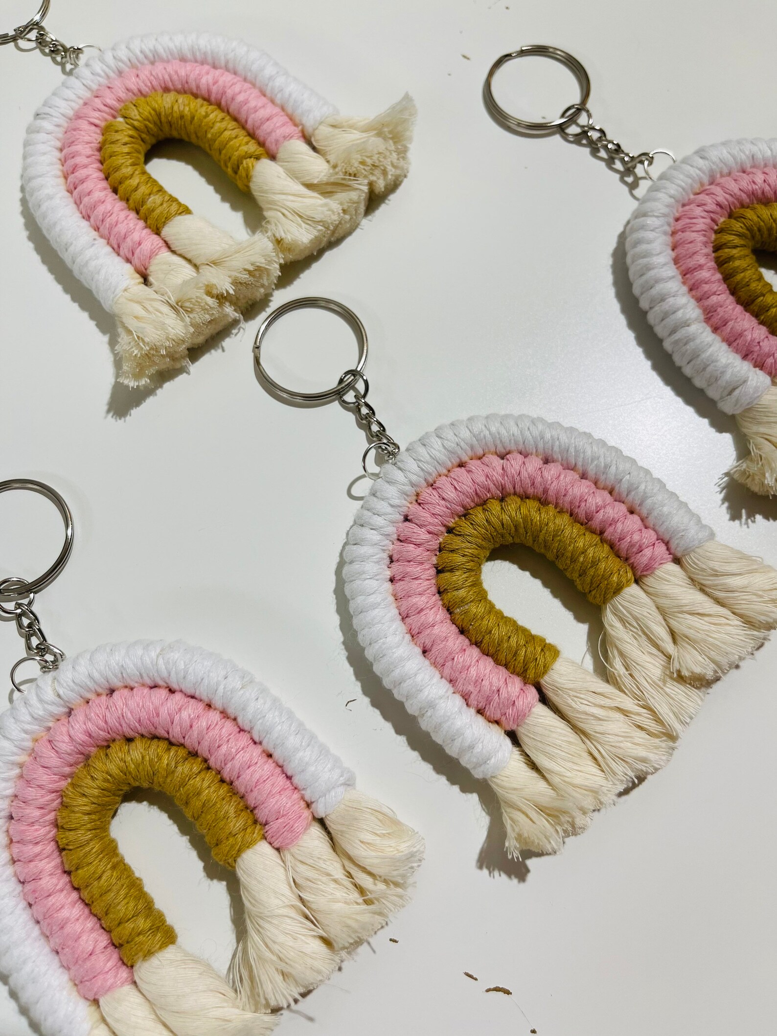 Pink Boho Rainbow Keychain Etsy