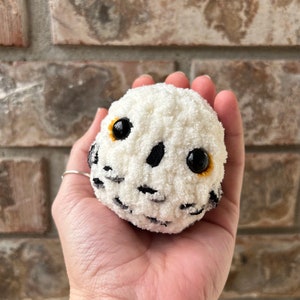 Snowball Owlet: Handmade Crochet Snowy Owl Plush - Desk Pet, Stocking Stuffer, Christmas Ornament, Teacher Gift, Fathers Day
