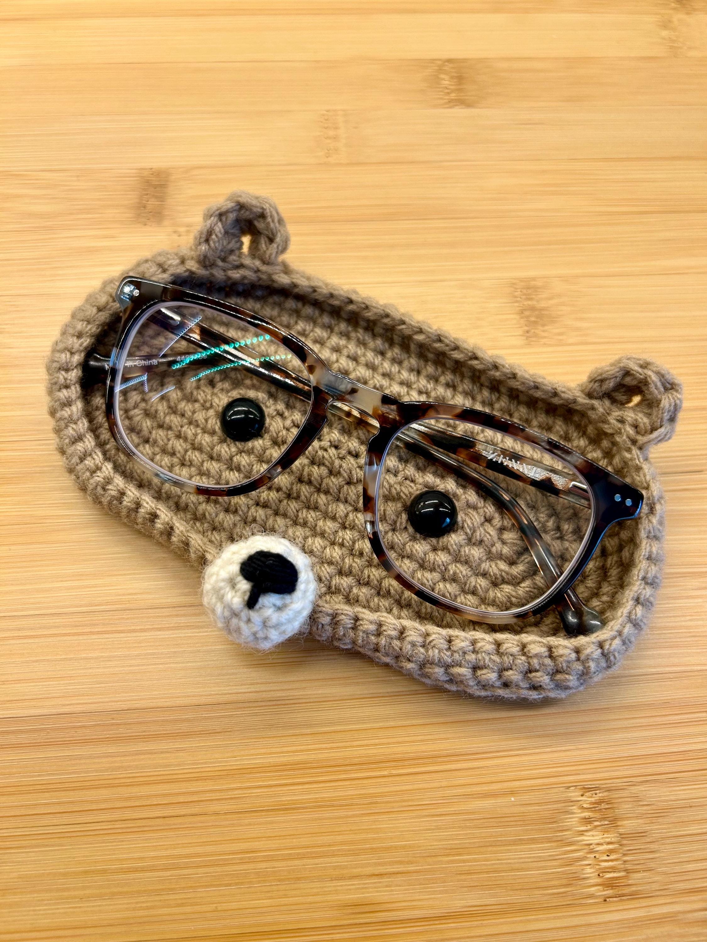 Crochet Glasses Holder, Teddy Bear, Accessory, Trinket Container, Desk Organizer, Graduation Gift, Easter Gift, Mother's Day
