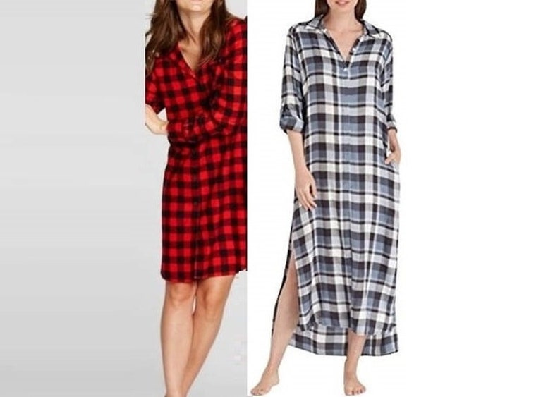 Extra Long Flannel Nightgown Long Plaid Sleepshirt Floor Length Nightshirt Long Nightgown Long Nightdress Custom Order