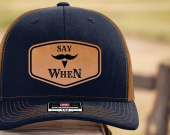 Gorra de camionero snapback con parche de cuero, Yupoong, Richardson Hats, sombrero vaquero