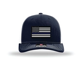 Gorra de la Línea Azul Delgada – Gorra de camionero de apoyo policial / Regalo para las fuerzas del orden