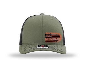 Gorra de veterano militar con parche de cuero sintético: gorra patriótica de EE. UU.