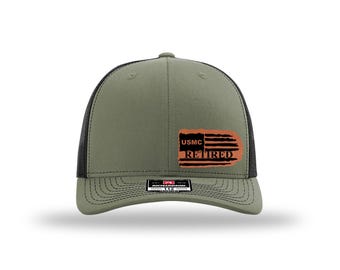 Gorra de cuero sintético con parche de militar retirado: gorra patriótica de EE. UU.