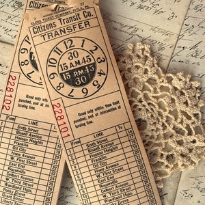 Biglietti di transito d'epoca, effimeri diari di viaggio, oggetti da collezione di viaggio, raro biglietto di trasferimento, 5 fogli