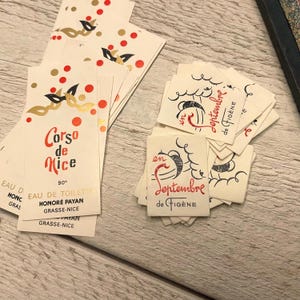 Vintage French parfume labels, Scrapbooking and junk journal ephemera, 6 labels