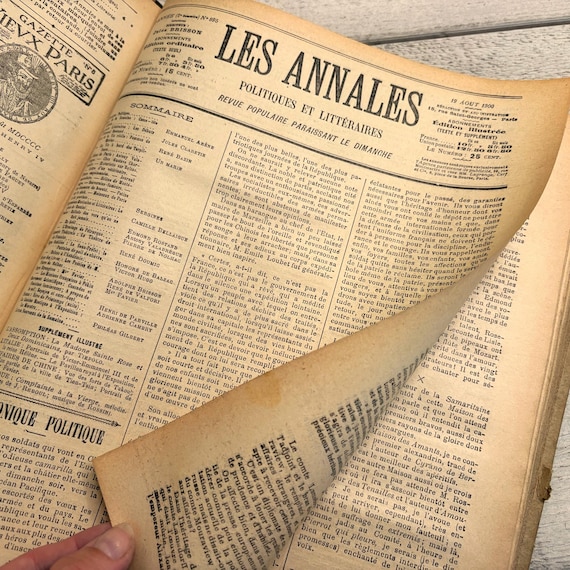1900年代のフランス製アンティーク雑誌のページ - 5枚 - ヴィクトリア