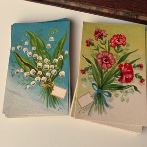 Vintage flower post cards, Ephemera for junk journaling and mixed media, Unused card set, 6 sheets