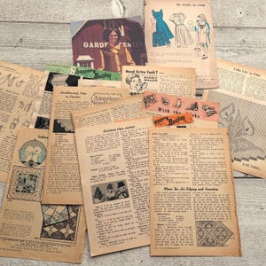 Vintage Craft magazine pages - 10 sheets - Workbasket, Needlework, Art, Ephemera for junk journal