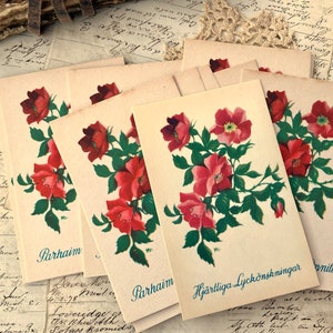 cartes postales vintage de fleurs inutilisées, éphémères finlandais pour la journalisation indésirable, scrapbooking
