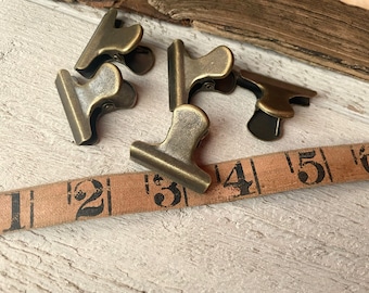 NEW small paper clips, Antique Brass finish, Vintage style Binder clip, 10 pcs