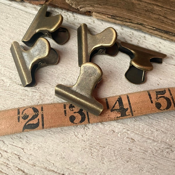 NEW small paper clips, Antique Brass finish, Vintage style Binder clip, 10 pcs