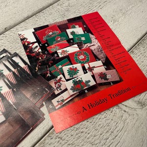 Pubblicità vintage di caramelle natalizie, biglietti di auguri per scatole regalo di Natale, materiale effimero del diario di spazzatura, auguri stagionali, 5 fogli piegati