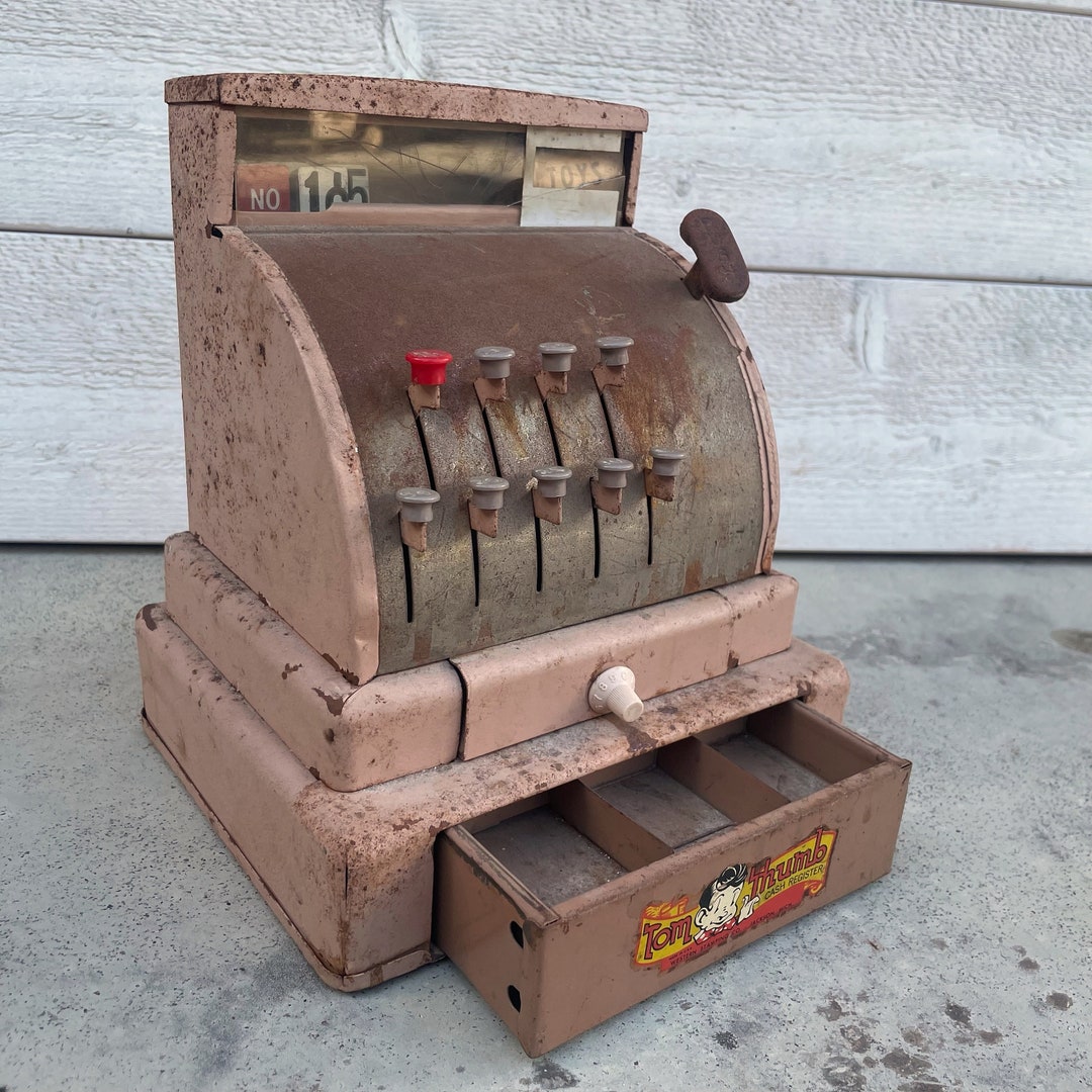 アンティーク雑貨 USA VINTAGE TOY REGISTER work! Vintage Toy Cash Register, Childrens Toys, Play Machine, Steel