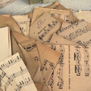 Ensemble de rebuts de feuilles de musique - 30 feuilles de rebut - assortiment pour la journalisation indésirable, les étiquettes et les cartes, vintage et antique