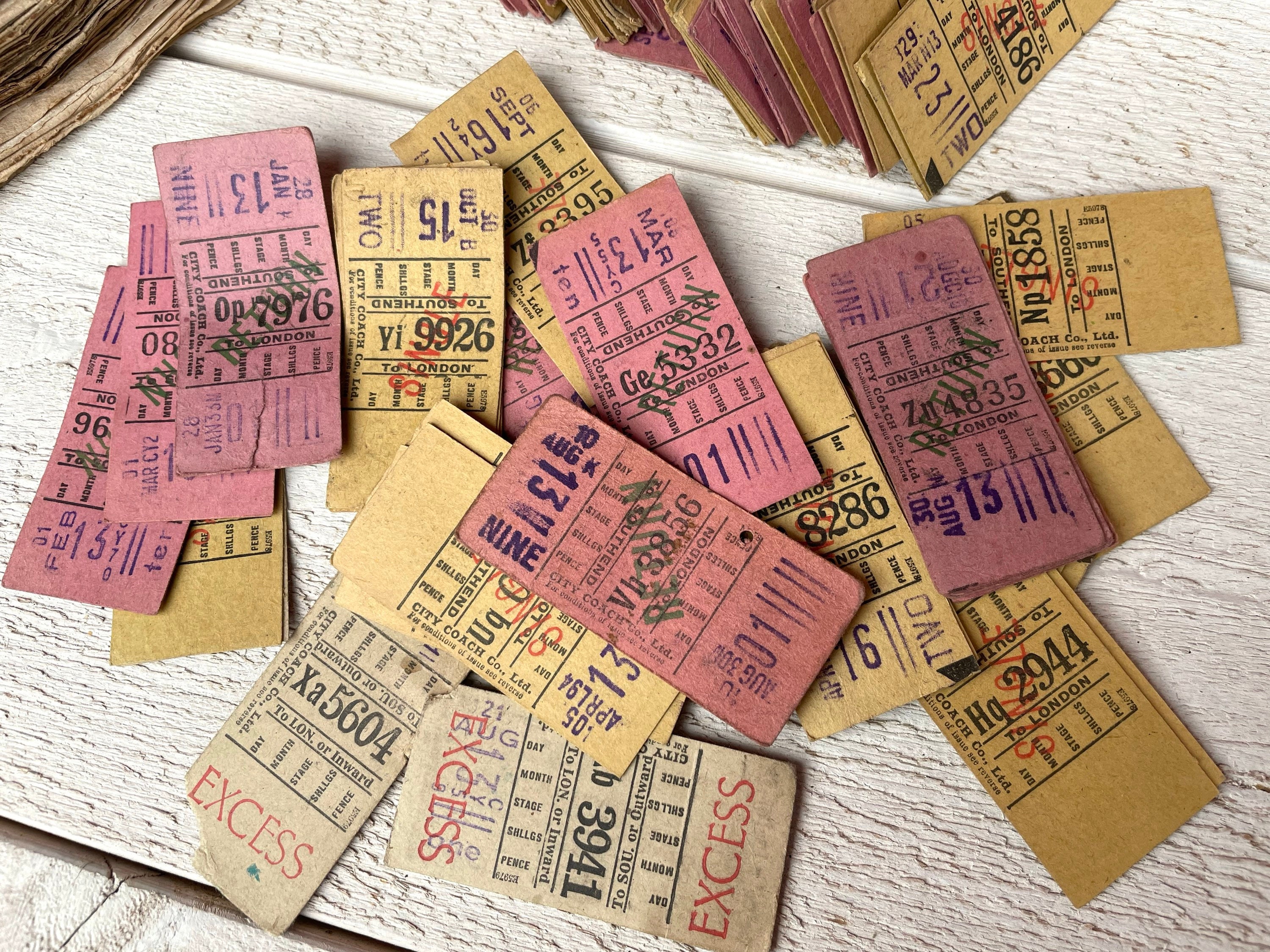 Vintage Used Bus Tickets Transportation Tickets UK Punch Etsy