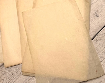 Antichi fogli di carta washi giapponese sottile (10 fogli) Traslucidi inutilizzati, effimeri per diario spazzatura