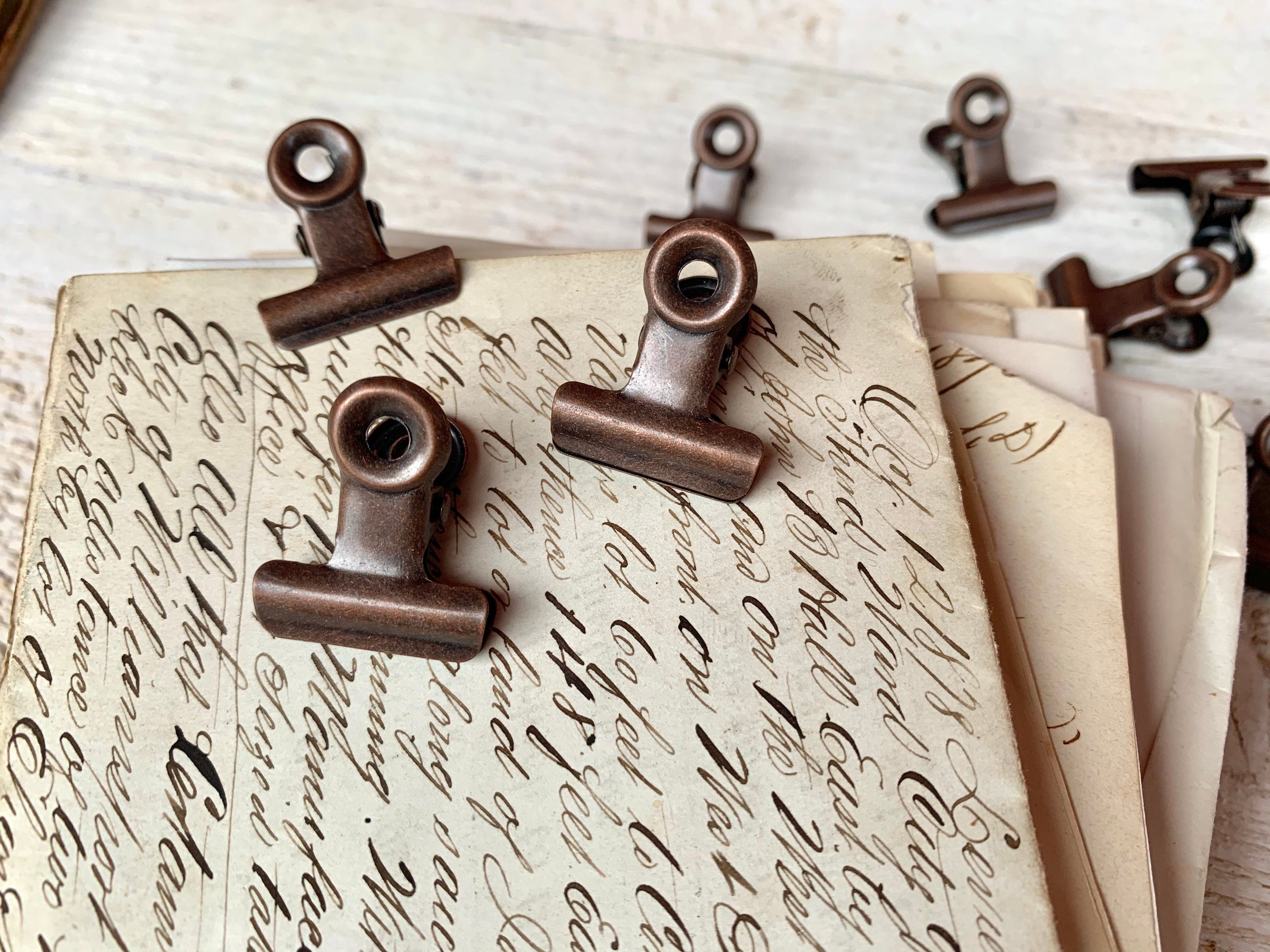 ミニペーパークリップ、アンティークブロンズ仕上げ