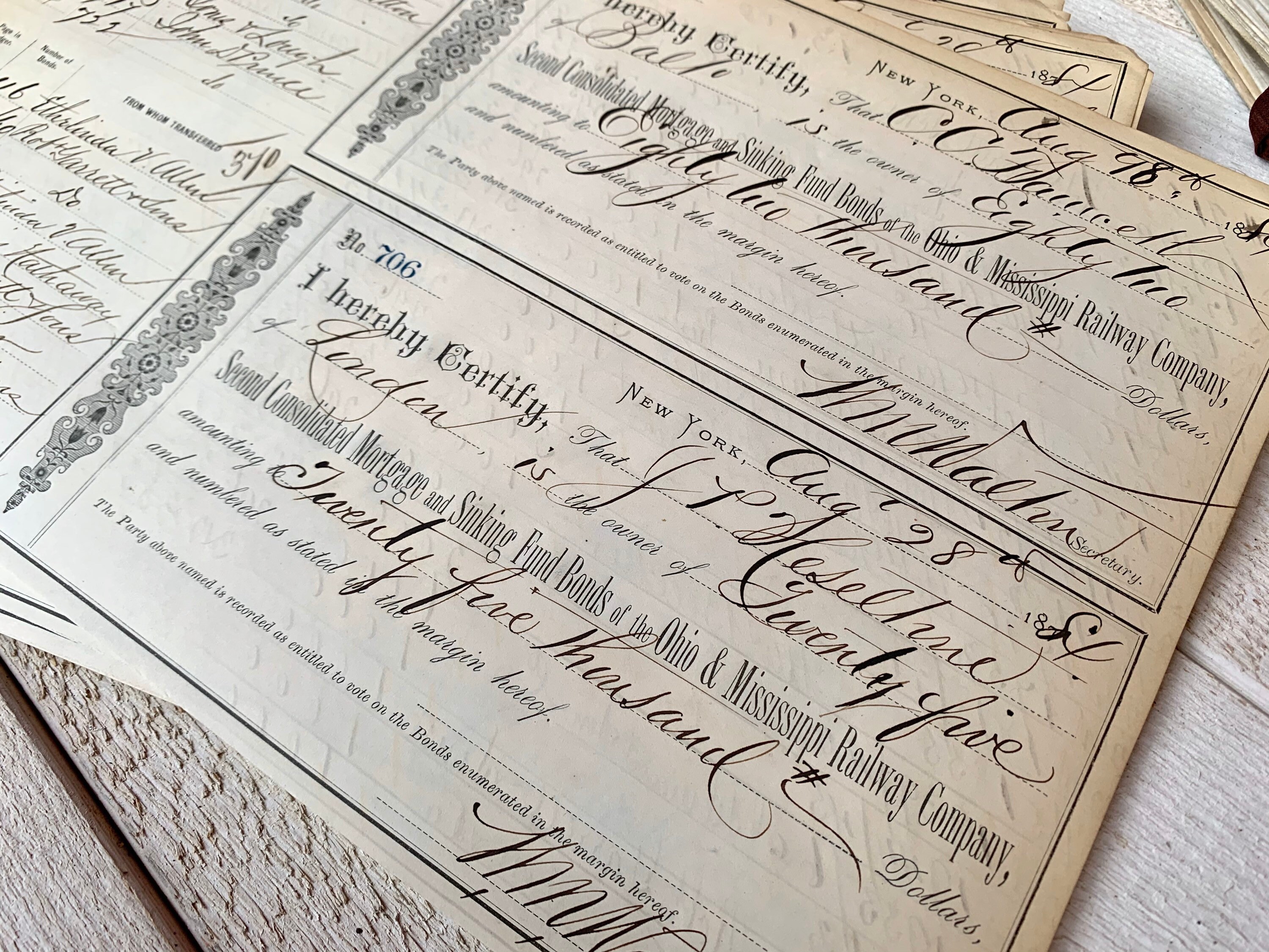 antique certificates vintage handwriting receipts mortage