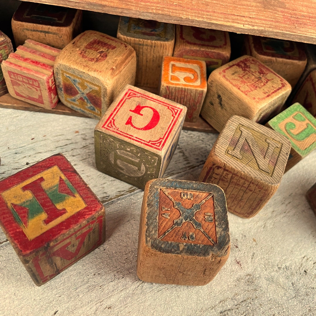 Vintage Wooden Toy Squares, Display Props Home Decor, Childrens Kids ...
