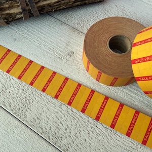 autocollants d&#39;étiquettes de prix vintage, étiquettes de prix de vente, présentoir de magasin, éphémères de scrapbooking, 3 mètres ou rouleau complet
