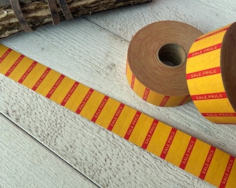 Vintage price label stickers, Sale price labels, Store display, Scrapbooking ephemera, 3 yards or full roll