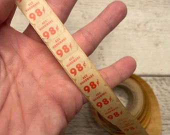 Etichettatrice vintage per prezzi, Piccoli adesivi da negozio di ferramenta, Effimeri diari di cianfrusaglie, 10 adesivi