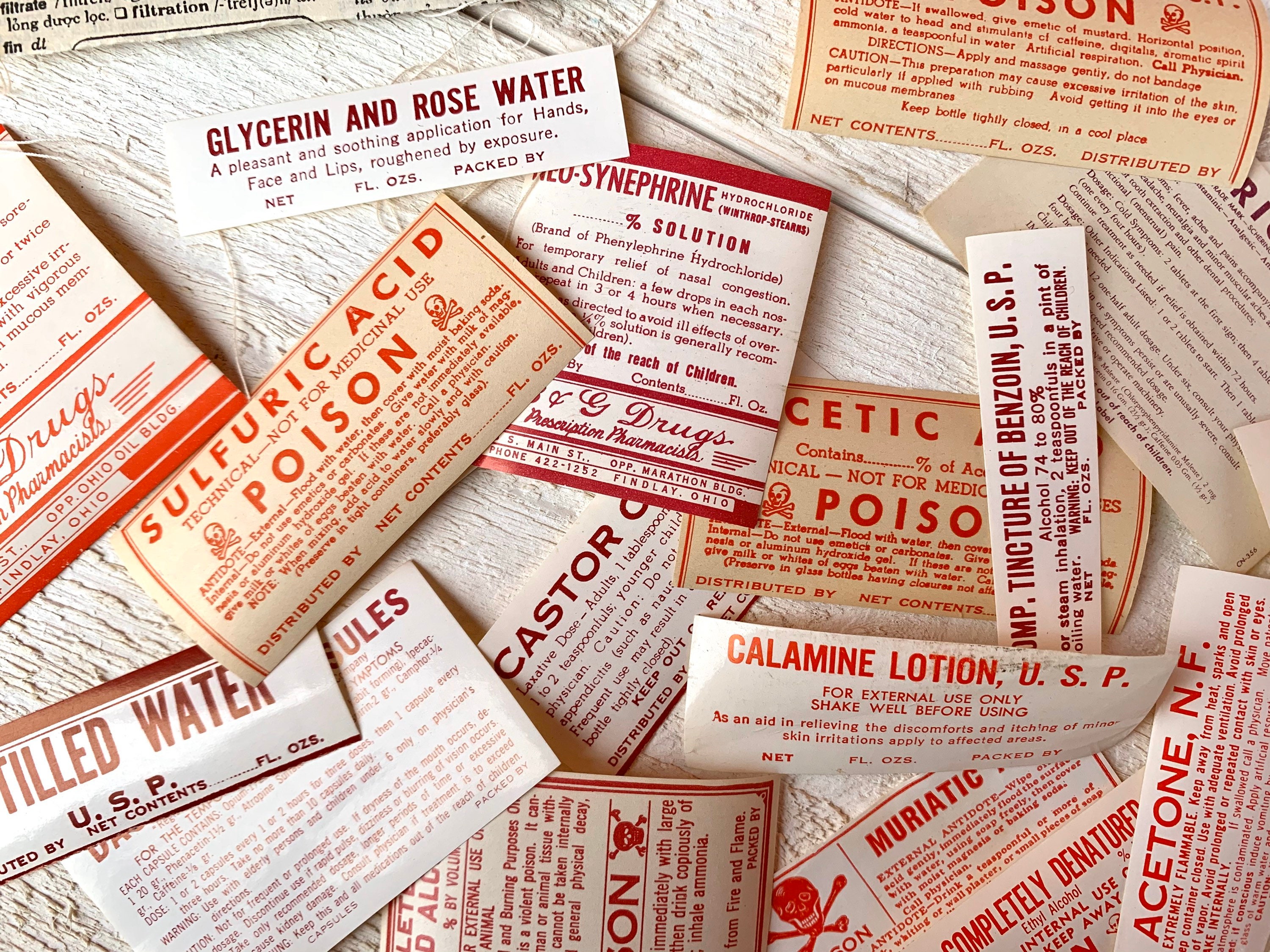 Vintage pharmacy label set Apothecary labels in a handmade Etsy
