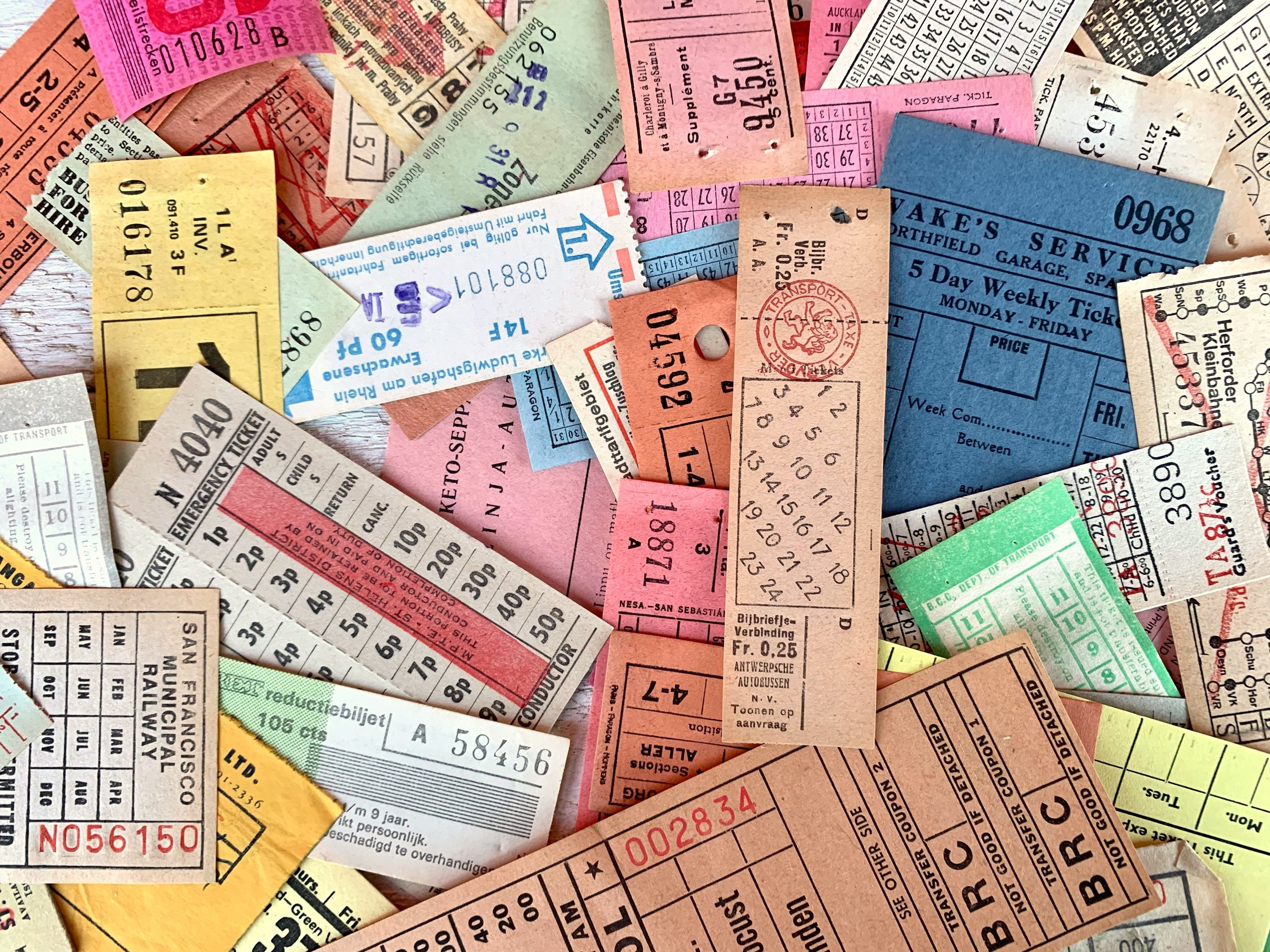 Vintage Large Ticket Assortment, 10 Tickets, Transportation Vintage Large Ticket Assortment, 10 Tickets, Transportation