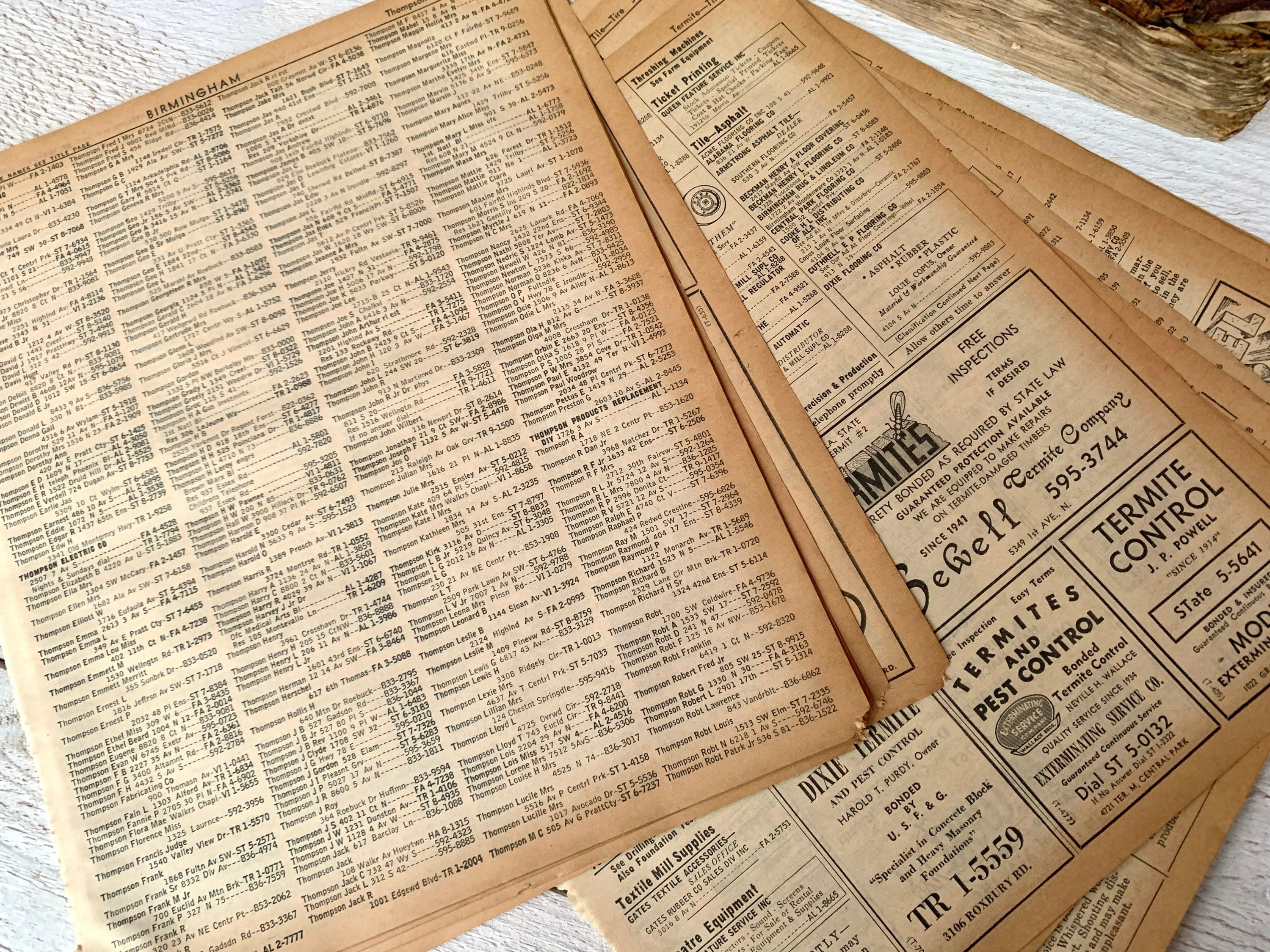 Vintage Phone Directory Pages Birmingham Phone Number Etsy Canada