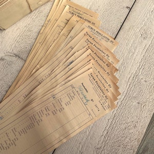 Vintage laundry receipts, Wholesale bundle, Aged paper for junk journal and scrapbooking, Large lot, 25 / 50 / 100 sheets image 2