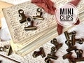 Mini paper clips, Antique brass finish, Vintage style Binder clip, Bulldog clamps small, 10 pcs