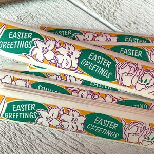 Nastro adesivo gommato vintage con auguri pasquali, Carta adesiva, Carta da regalo, Primavera, Effimere di diario spazzatura, Scrapbooking, 5 strisce