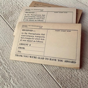 Piccola ricevuta della ferrovia vintage, ricevuta del biglietto di trasporto ferroviario, per il diario spazzatura, effimera di Scrapbooking, 10 fogli