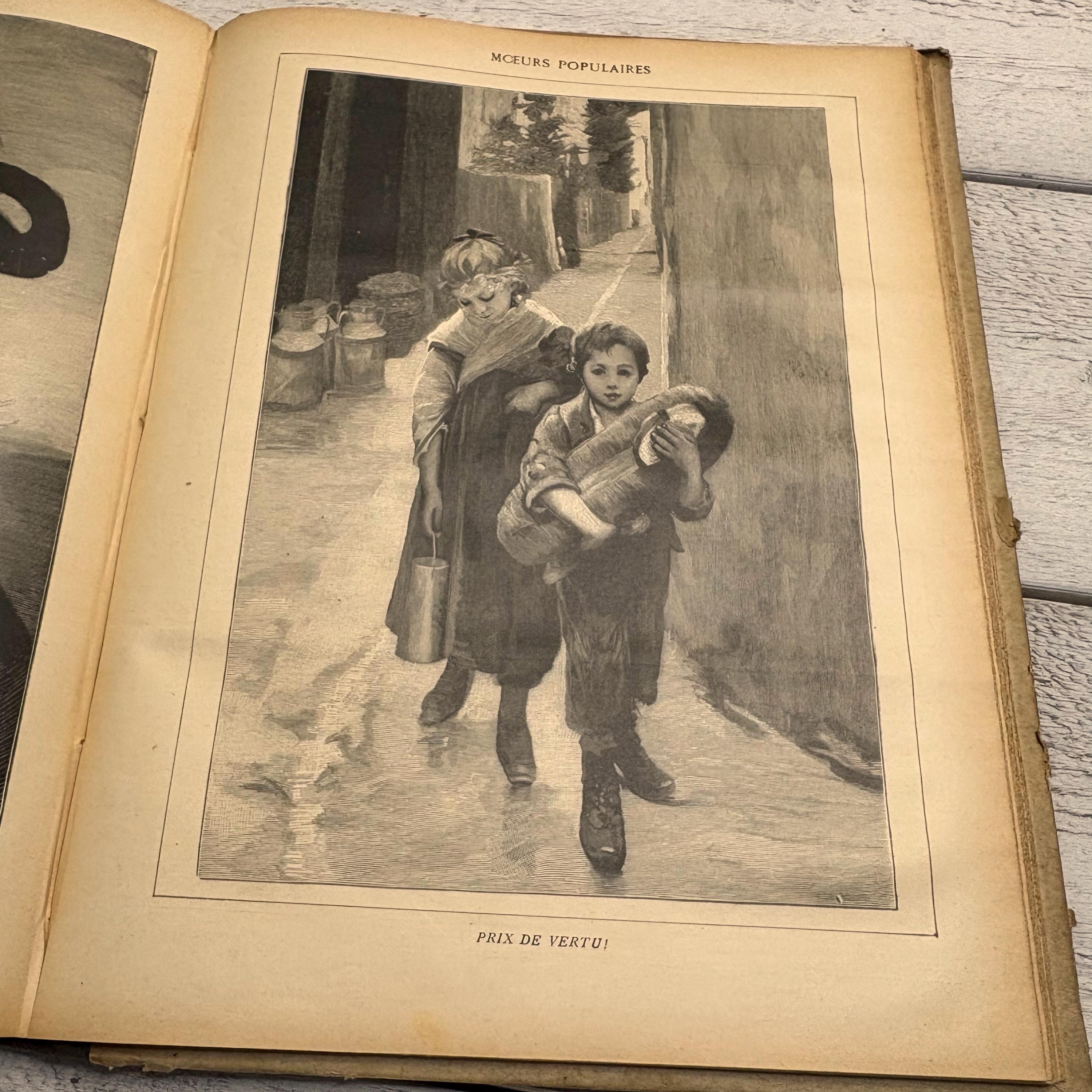 1900年代のフランス製アンティーク雑誌のページ - 5枚 - ヴィクトリア