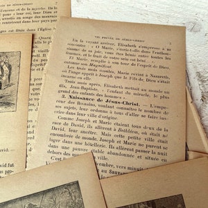 May include: A close-up of a page from a vintage book about the life of Jesus Christ. The text is in black ink on aged paper. The text describes the birth of Jesus and the journey of Mary and Joseph to Bethlehem.