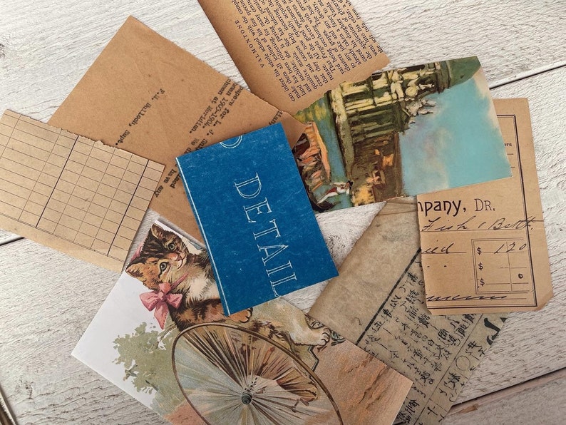 Paper scrap pad, Scraps for tags and cards, Junk journaling, Vintage and modern, Random pick image 9