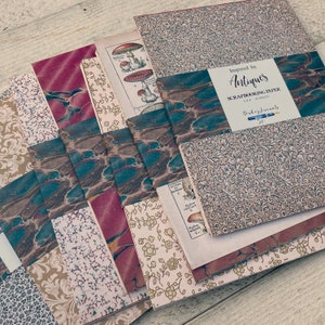 Papel para scrapbooking, inspirado en efímeras antiguas, estilo vintage, fondos jaspeados, estampados, Junk journaling, 25 hojas/25 diseños, 6 x 8 pulgadas