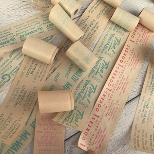 Tiras de papel para recibos vintage, Papel publicitário, Recibos de passagens de ônibus, Para diário de lixo, 8 folhas