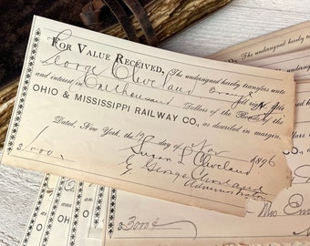Antique 1890s Certificate, Aged paper patina, Handwritten, Calligraphy, Scrapbooking ephemera, 5 sheets